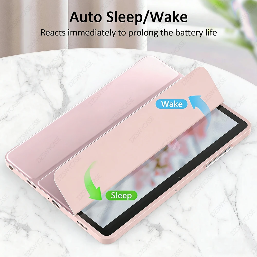 Slim Lightweight Trifold Stand Tablet Case with Auto Wake/Sleep and Clear Back Cover