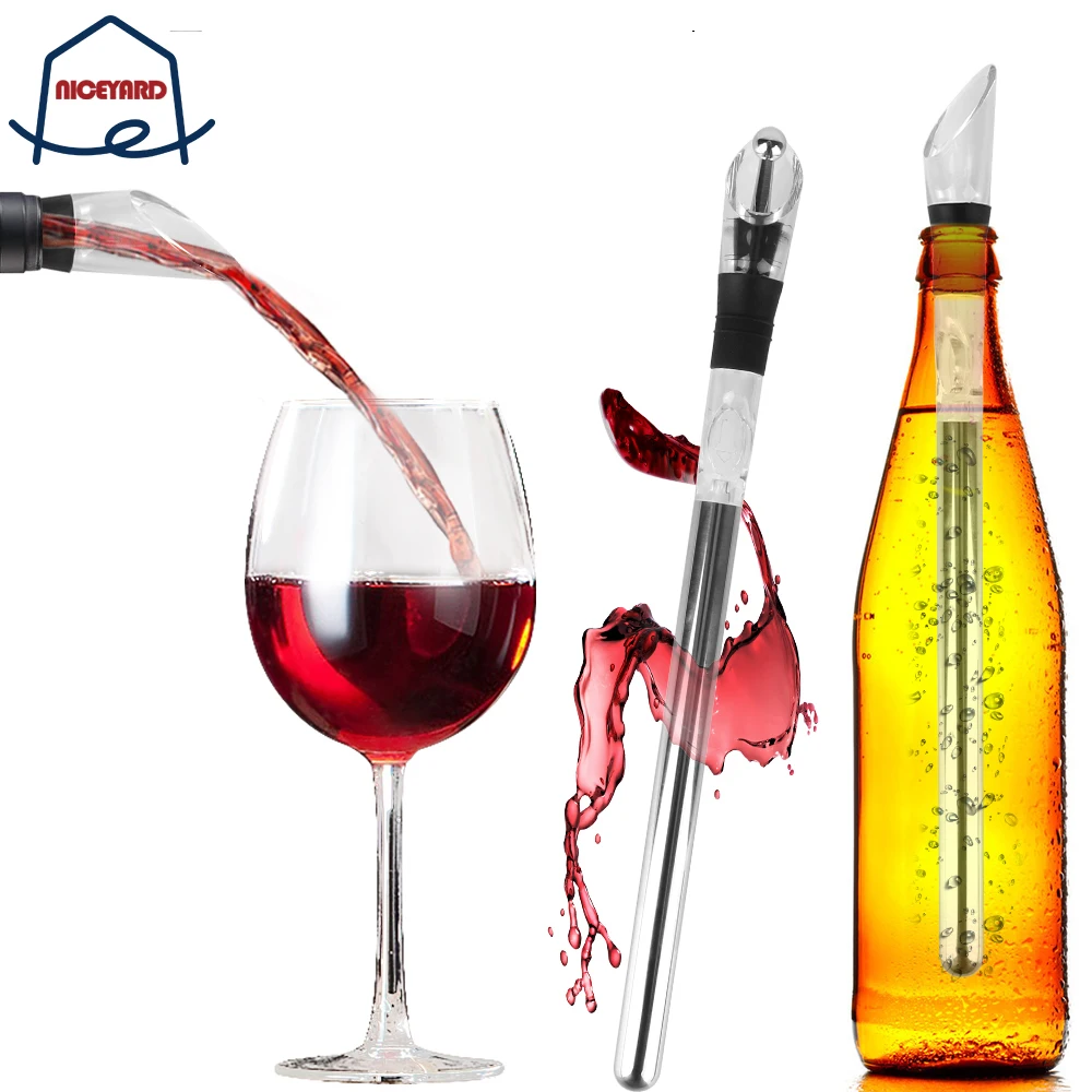 Wine Cooler Set Wine Bottle Cooler Stick Aerator Pourer Stainless Steel Ice Chil Bar Rapid Iceless Chilling Rod