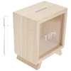 Wooden Piggy Bank Unbreakable Money Saving Box Clear Tip Receiving Coffee Shop Decor 1 Set Portable Bank Storage 5