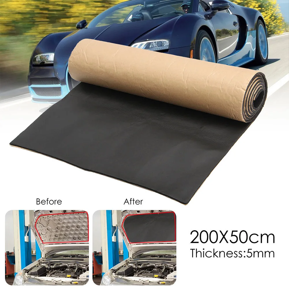 

200x50cm Car Sound Deadening Mat 5/6/10mm Sound Absorber Foam Noise Insulation Pad Heatproof Soundproof Deadener Cotton Pad Tool