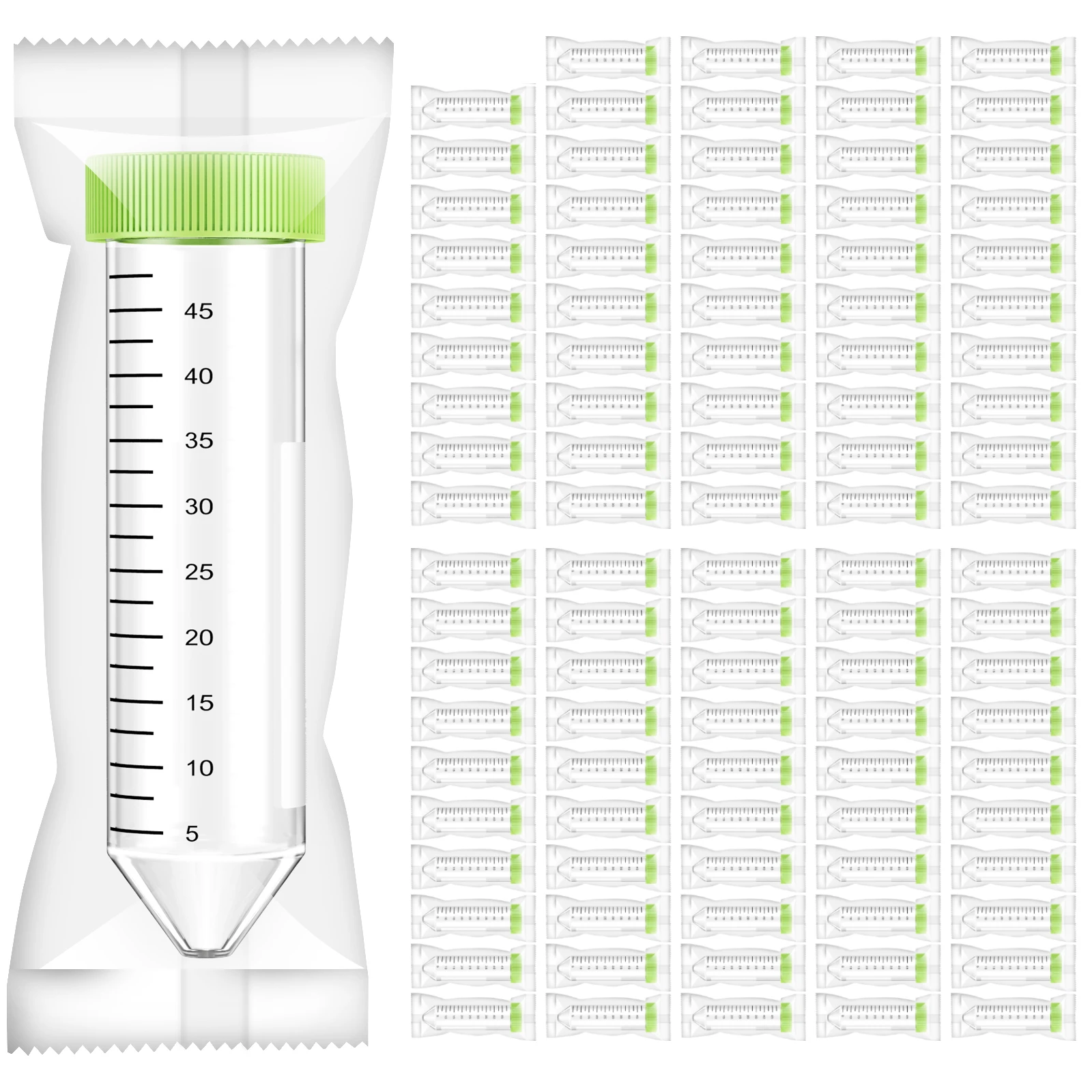 Sterile Centrifuge Tubes Plastics 50ml Conical Tubes with Graduations and Writing Marks,Individually Packaged,25pcs/50pcs/100pcs