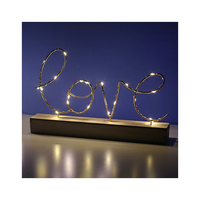

Nordic creative home accessories decoration bedroom bedside wrought iron wooden bottom letter night light birthday gift