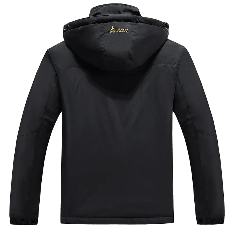Men's Outdoor Fleece Lined Hooded Jacket Windproof Thickened Warm Cotton Stormproof Breathable Casual Spring Autumn Winter Outer
