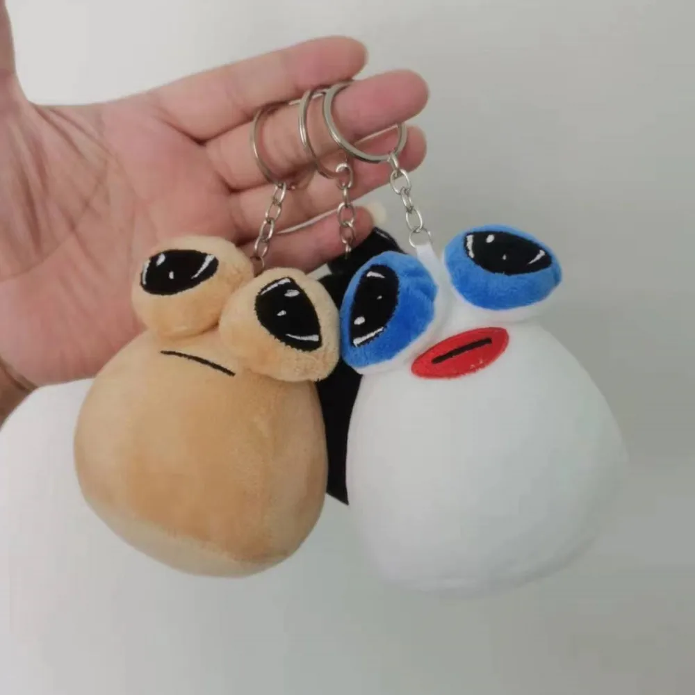 10cm Hot Game My Pet Alien Plush Keychains Furdiburb Emotion Alien Soft Toy Keyring Stuffed Animal Pou Doll Bag Pendant Gifts plush toy plush doll plush keychain key chain
