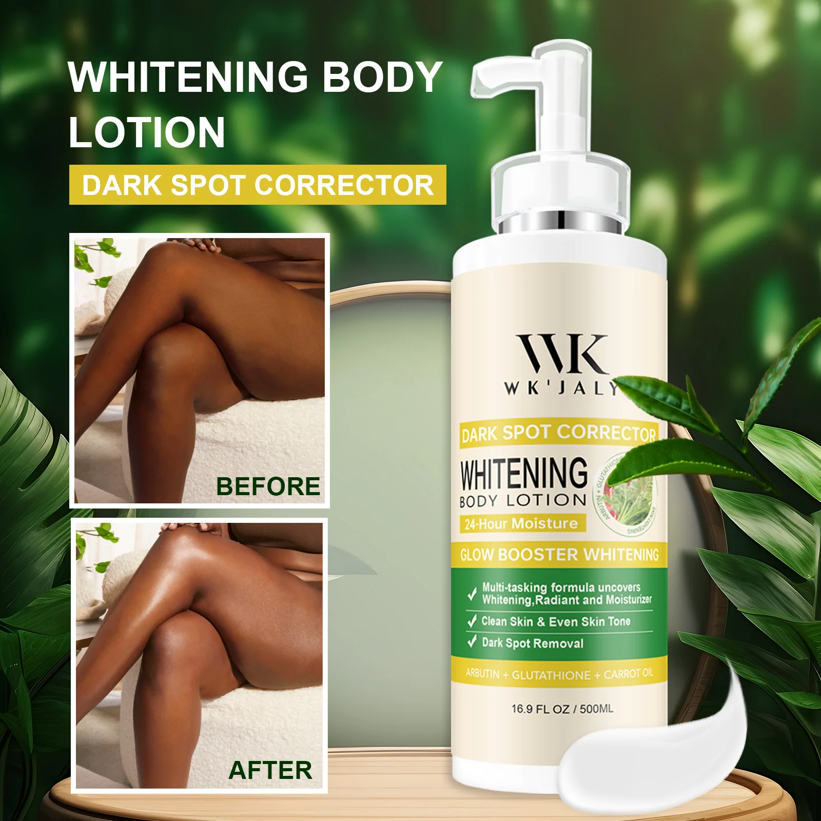 Glutathione Whitening Body Lotion WK JALY Dark Spot Corrector With Natural Carrot Oil Arbutin Moisturizing Smooth Skin