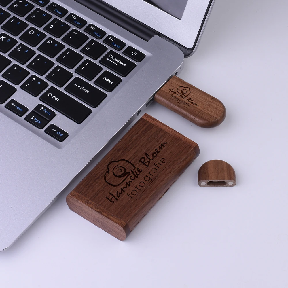 TYPE-C 나무 USB 플래시 드라이브, 128GB 무료 사용자 정의 로고 메모리 스틱, 64GB 100% 실제 용량 펜 드라이브, 32GB 결혼 선물, 2 in 1