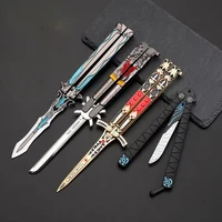 New Animation Game Genshin Impact Butterfly Knife Toy Unsharped Metal Weapon Wolf's Last Road Stick Cyno Weapon Model Gift 2
