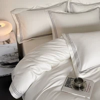 Luxury 1000TC Egyptian Cotton Solid Color Hotel Style Embroidery Bedding Set Duvet cover Set Flat/Fitted Bed Sheet Pillowcases 1