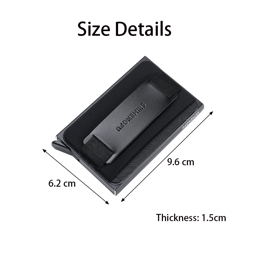 RFID Blocking Pop-up Card Holder Leather+Metal Bank Card Wallet Men's ID Cover Credit Minimalist Holder Bag For Women
