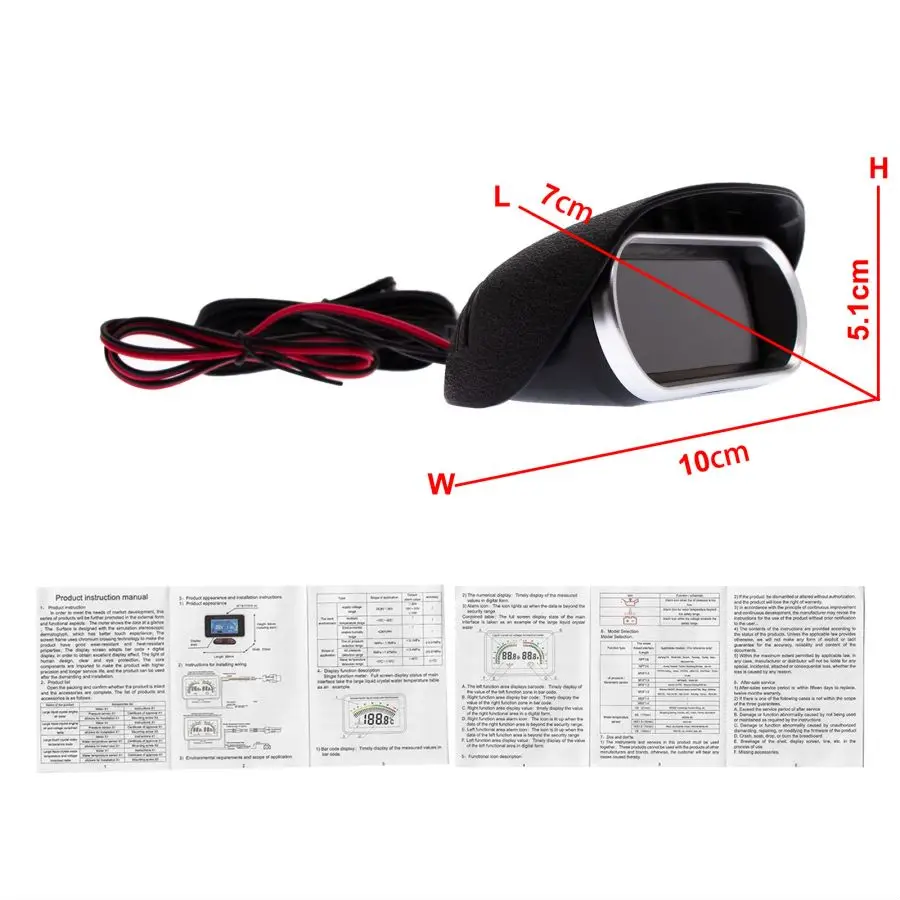 2 in 1 LCD Gauge Voltmeter Car Water Temp Sensor 10mm 12v 24v