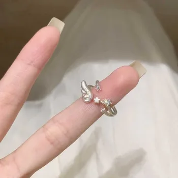 Zircon Star Ring Wings New Romantic Irregular Line Women's Star Ring Exquisite Shining Ring Wedding Party Jewelry Xmas Gifts 1