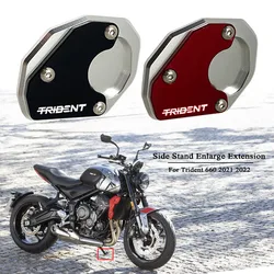 Fit For Trident 660 Aluminium Kickstand Foot Side Stand Extension Pad Support Plate Black Red TRIDENT660 2021 2022 Motorcycle