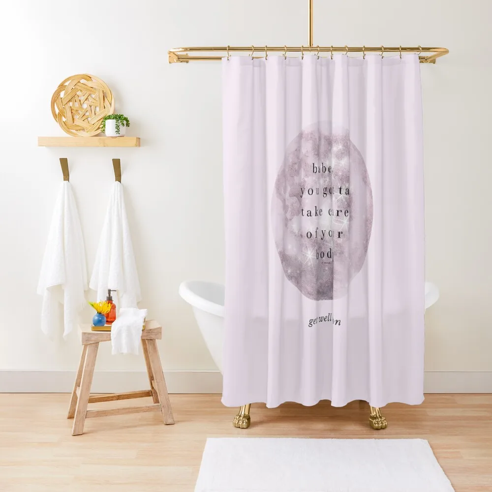 

get well soon - take care sparkly moon (on pink) Shower Curtain Washable Waterproof Fabric Shower Curtain