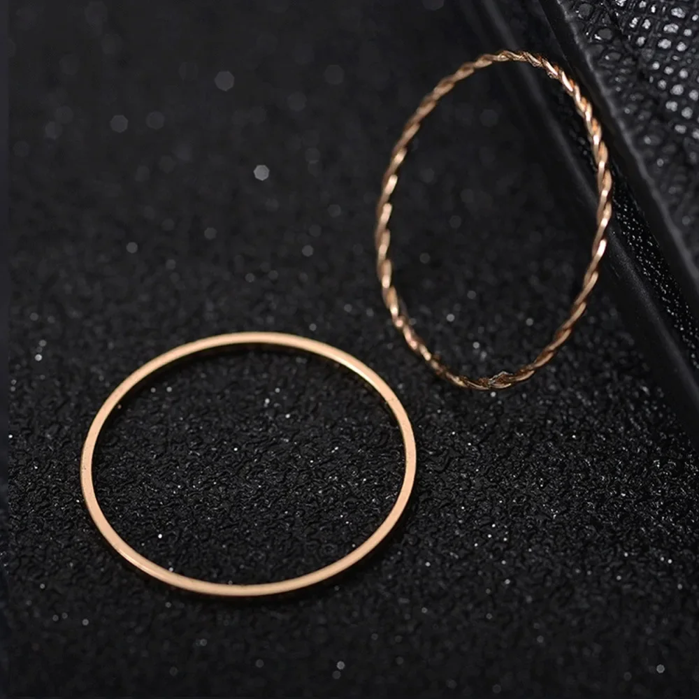 Thin Slim Delicate Trendy Office Stacking Knuckle Small MIDI Finger Simple Design Fashion Jewelry Rings 2pcs/sets