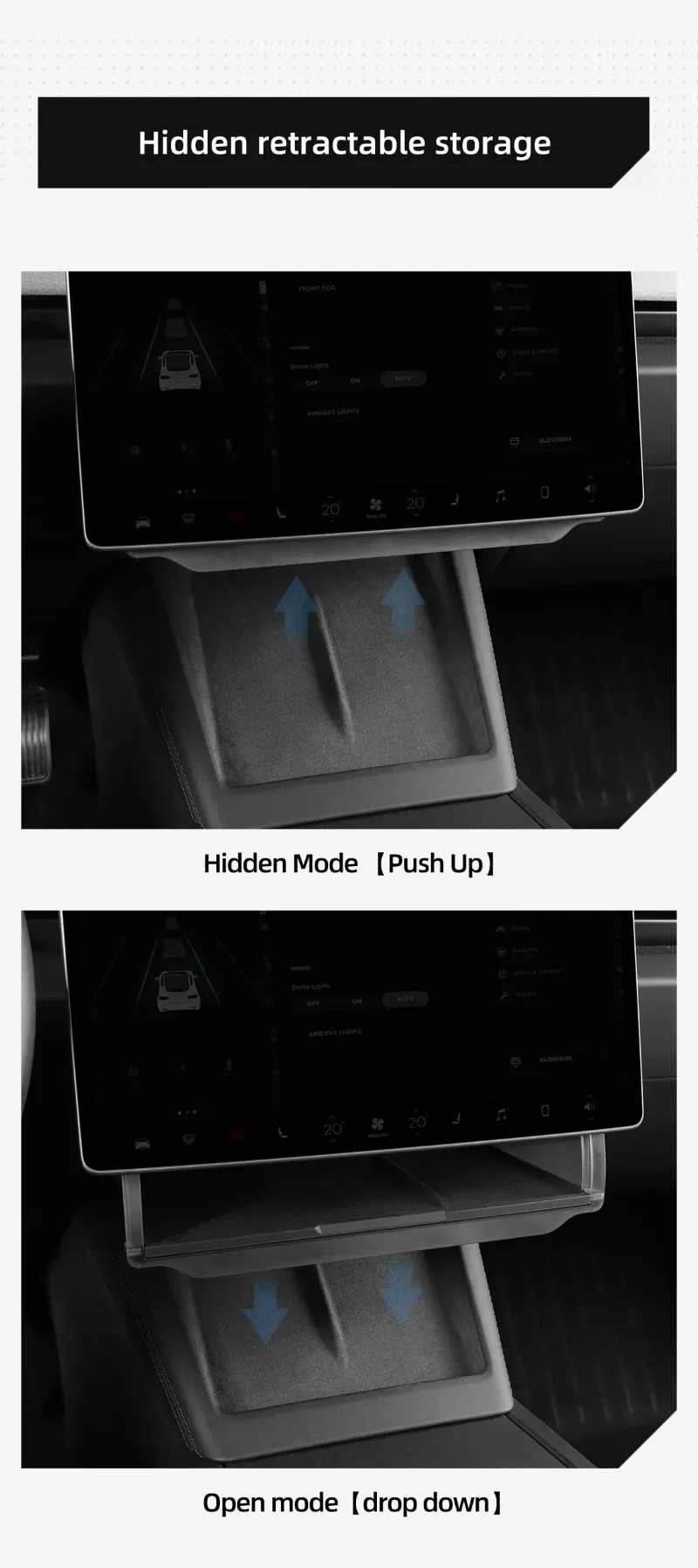 For Tesla Model Y/3 Highland Model Y Juniper Hidden Storage Box Organizer Tray U