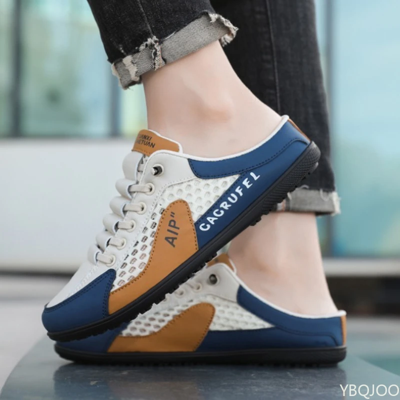 Summer Slippers for Indoor and Outdoor Wear Home Decor Men's Fashion Soft Soled Semi Slippers Large Size Hooded Slippers Men's