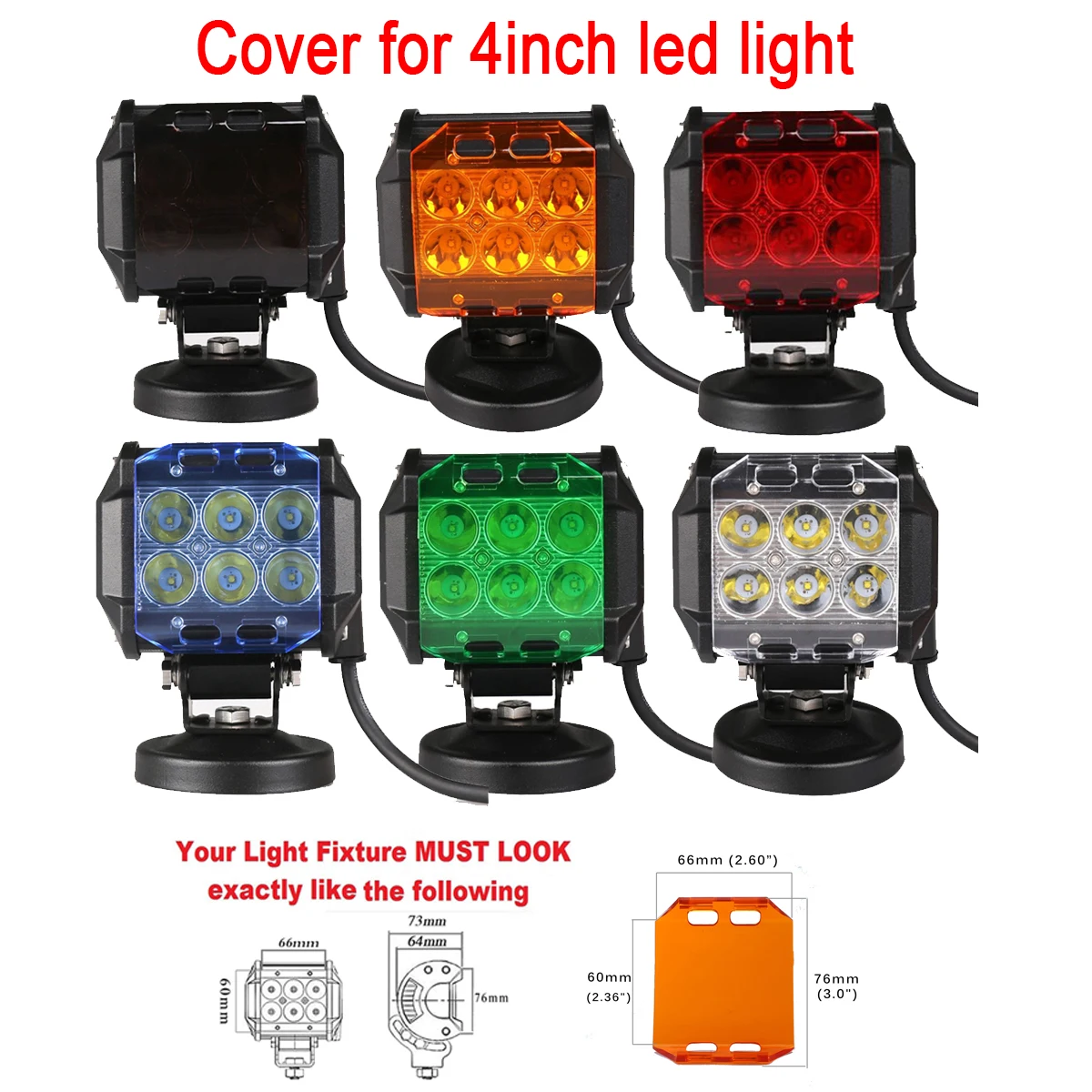 4pcs 2.6inch Headlight Dust Cover For 4 INCH 18W Led Work Light