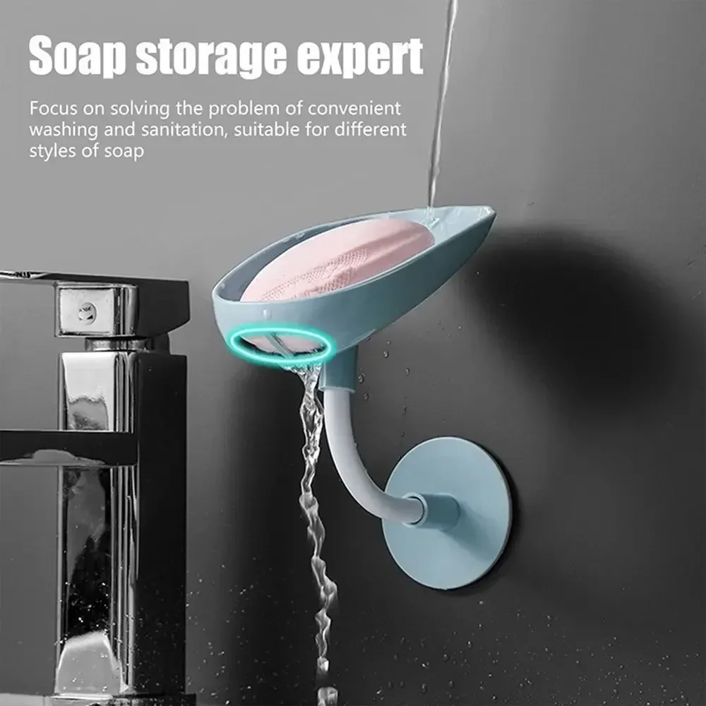 Soap Holder Plastic Sucker Wall-Mounted Bendable Drain Kitchen Bathroom Toilet Laundry Supplies Tray Accessories