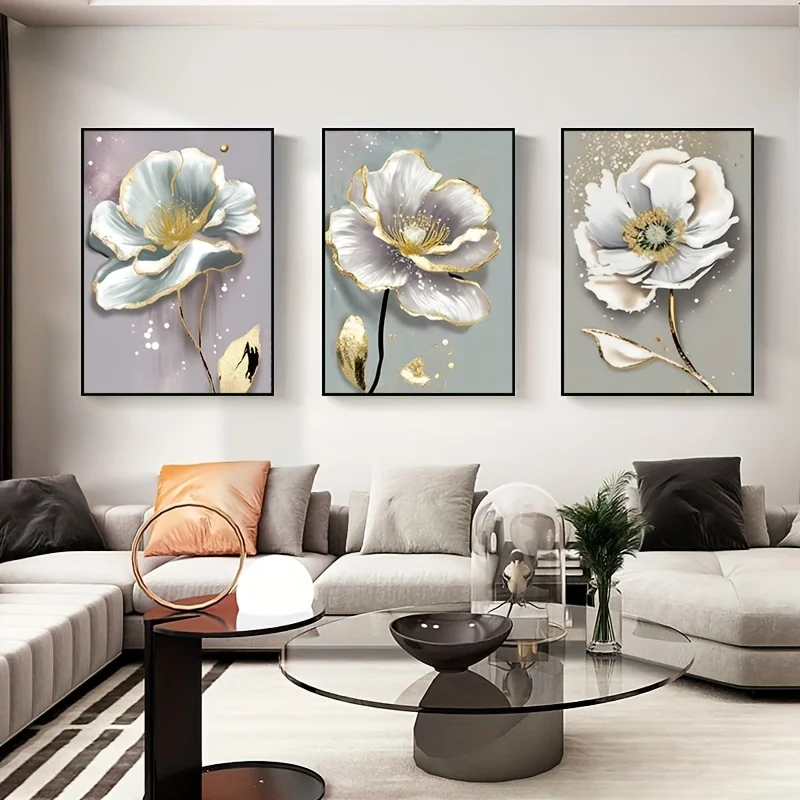 Abstract-Art-Splash-Gold-Paint-Flowers-Canvas-Painting-HD-Print-Poster ...