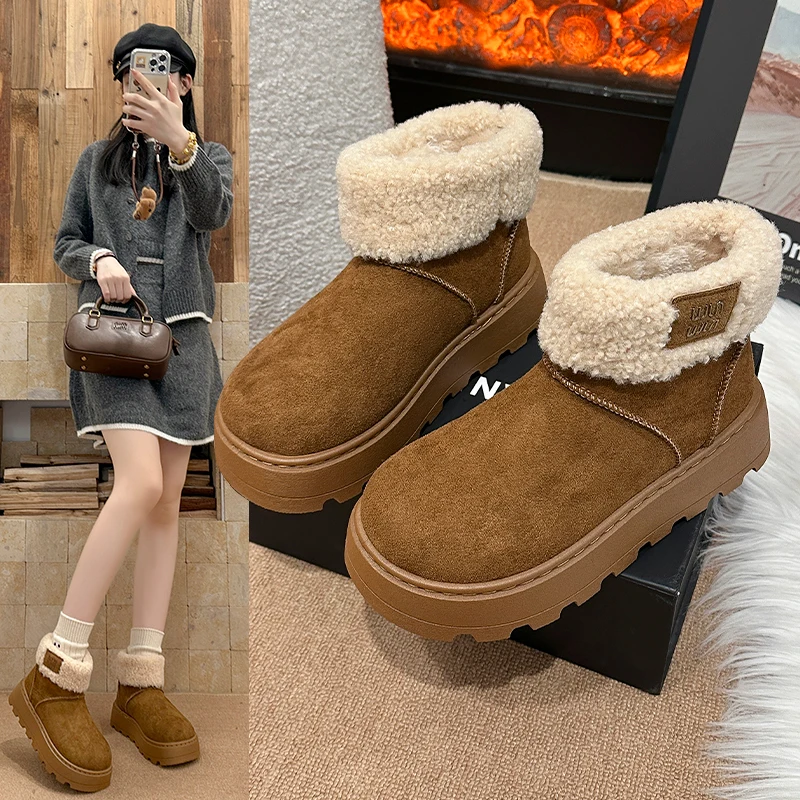 Women's Elegant Fleece-Lined Warm Winter Shoes - Comfortable Round Toe Design, Soft Fabric Upper & Non-Slip Pvc Sole, Suitable for Indoor and Outdoor Use, Cute and Comfortable Women's Shoes, Warm Lining, a Must-Have for Cold Weather