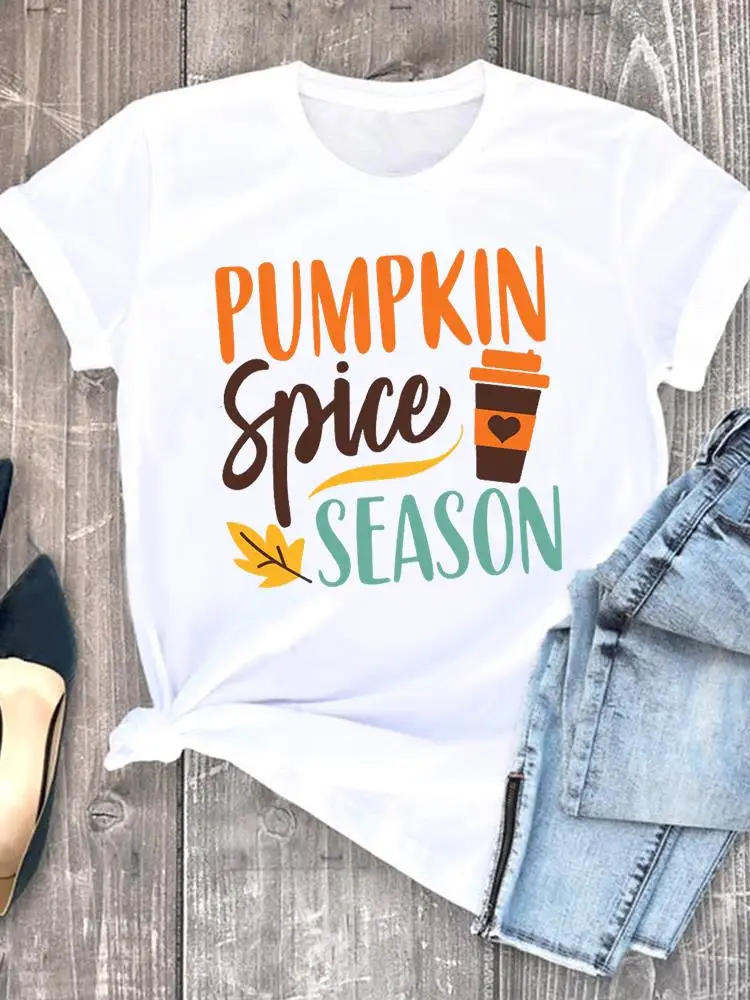 

Letter Pumpkin Spice Style Print Tee Clothing Lady Fall Autumn Halloween Thanksgiving Women Graphic Ladies Female T T-shirts