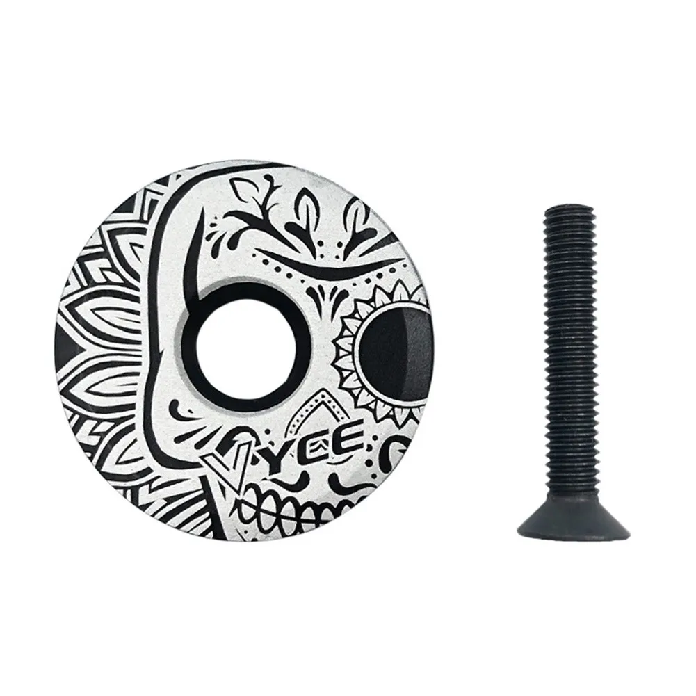 Bike Stem Cap With Plated Screws Carbon Corrosion Cover for Bicycle Fork Front, Bike Stem Cap, Bicycle Head Cap