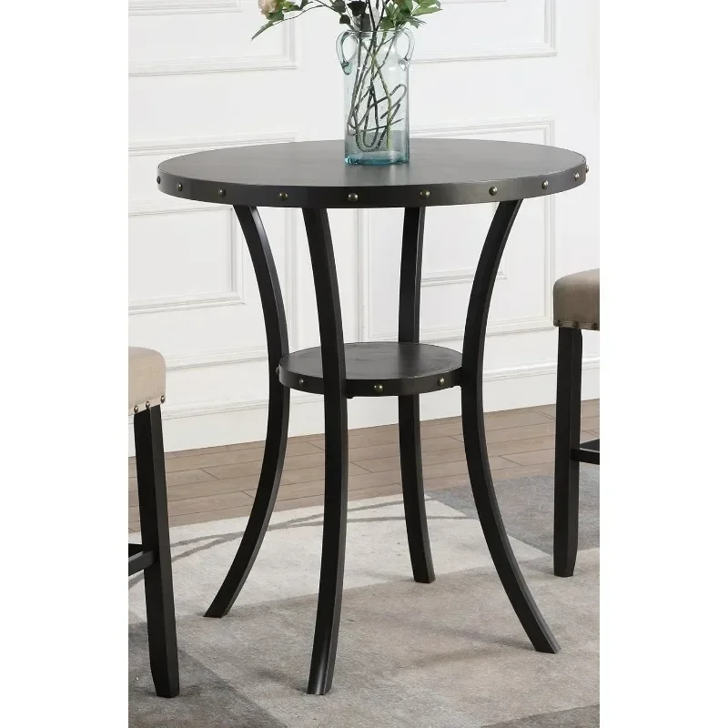Roundhill Furniture Espresso Bar Table with Nailhead Stools restaurant tables and chairs
