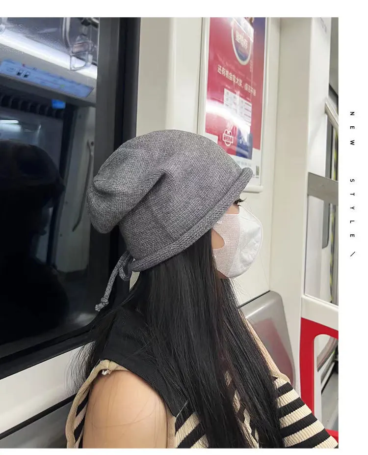 New Winter Plus Velvet Warm Woolen Hat for Women All-match Korean Knitted Hat Thickened Outdoor Ski Hat Leisure Beanie Gorros