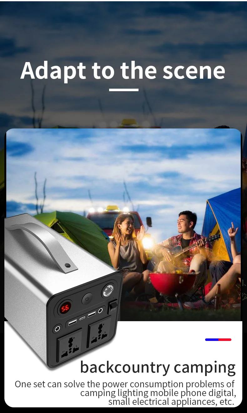 YYHC-Portable 300W Lithium Ion Power Bank Solar Generator for Home Backup and Camping with EU Charger for Car AC Fast Charging U