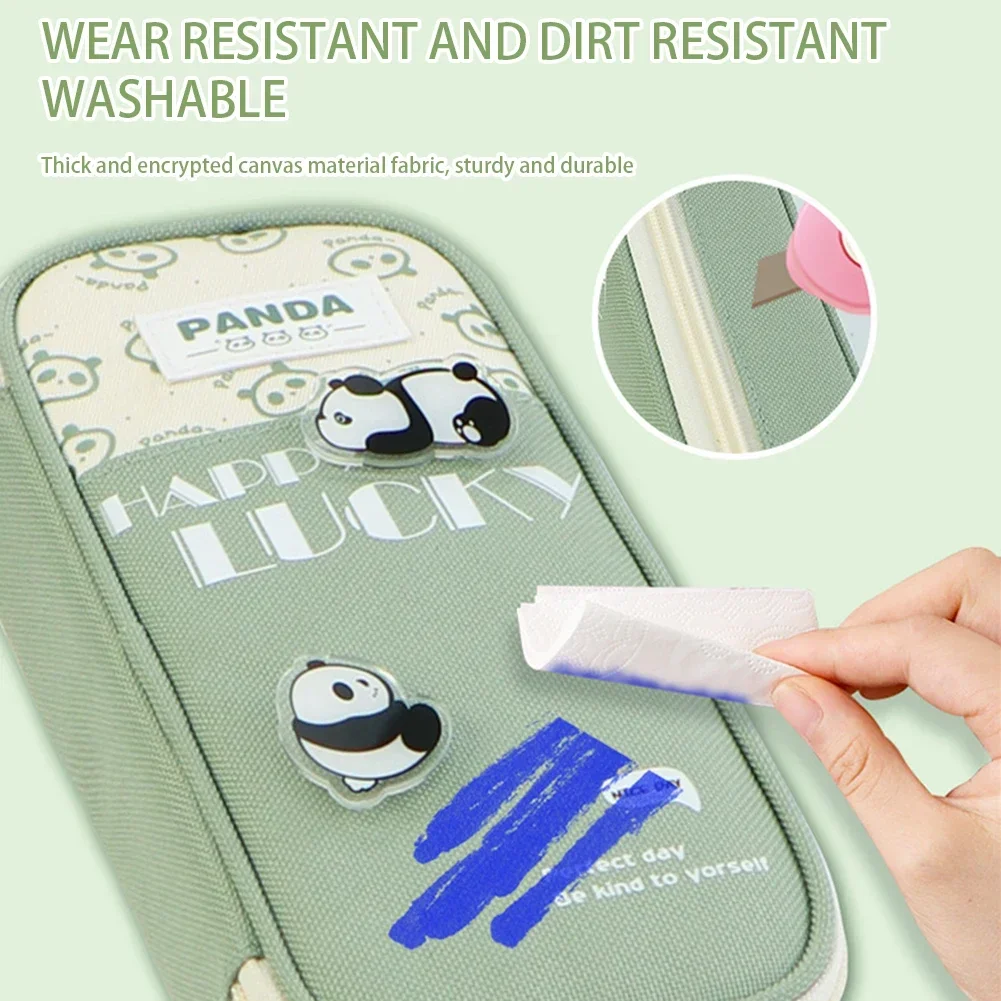 Stylish Panda Pencil Case Large Capacity Pencil Bag Cute Cartoon Animal Aesthetic Pencil Organizer for Kids