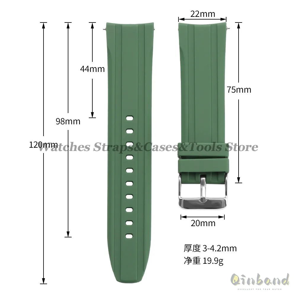 Premium Silicone Watch Band - Soft Rubber Strap with Curved Ends, Waterproof and Versatile