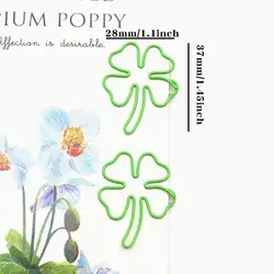 50Pcs Green Four - leaf Clover Paperclips Bookmark & Scrapbook Decor Set (50 PCS)