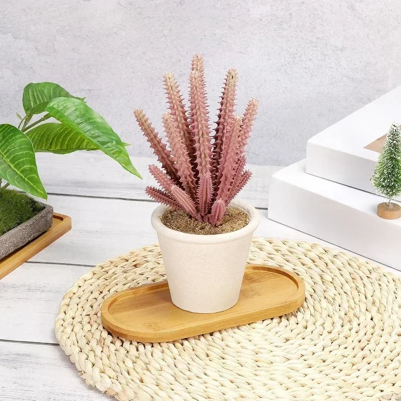 Bamboo Storage Tray for Tea Cup Mat Jewelry Succulent DIY Coaster