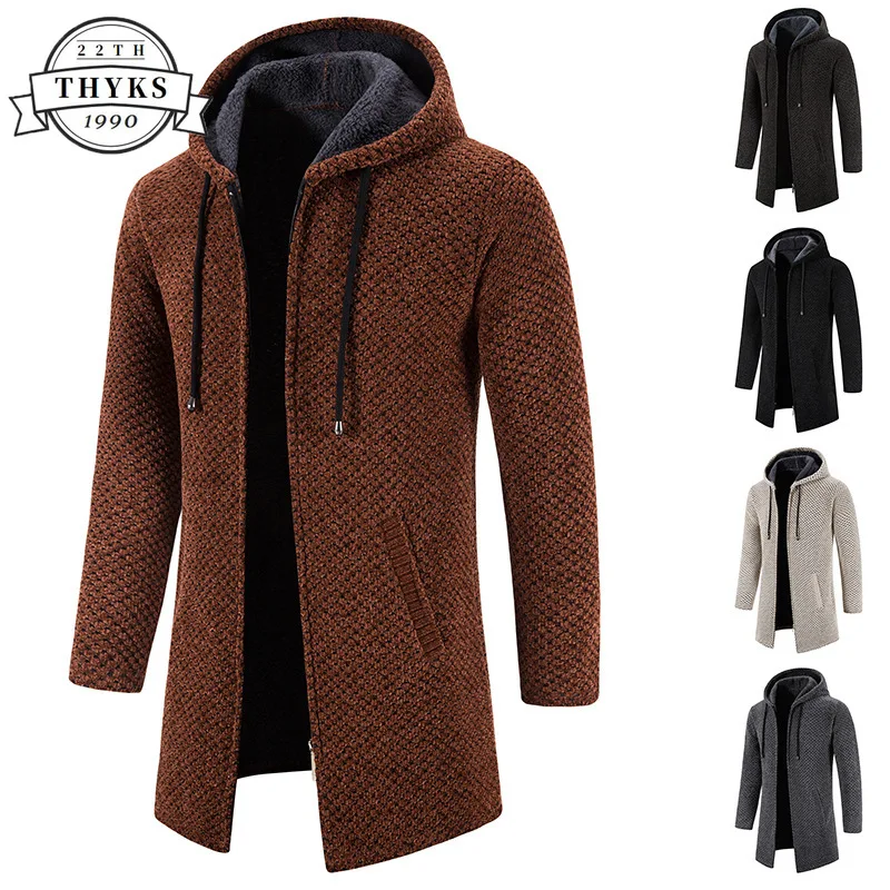 

Men's Knitwear Sweaters Coat Loose Thicken Warm Casual Zipper Medium Long Cardigan Sweater Autumn Winter Male Sweatercoat Jacket