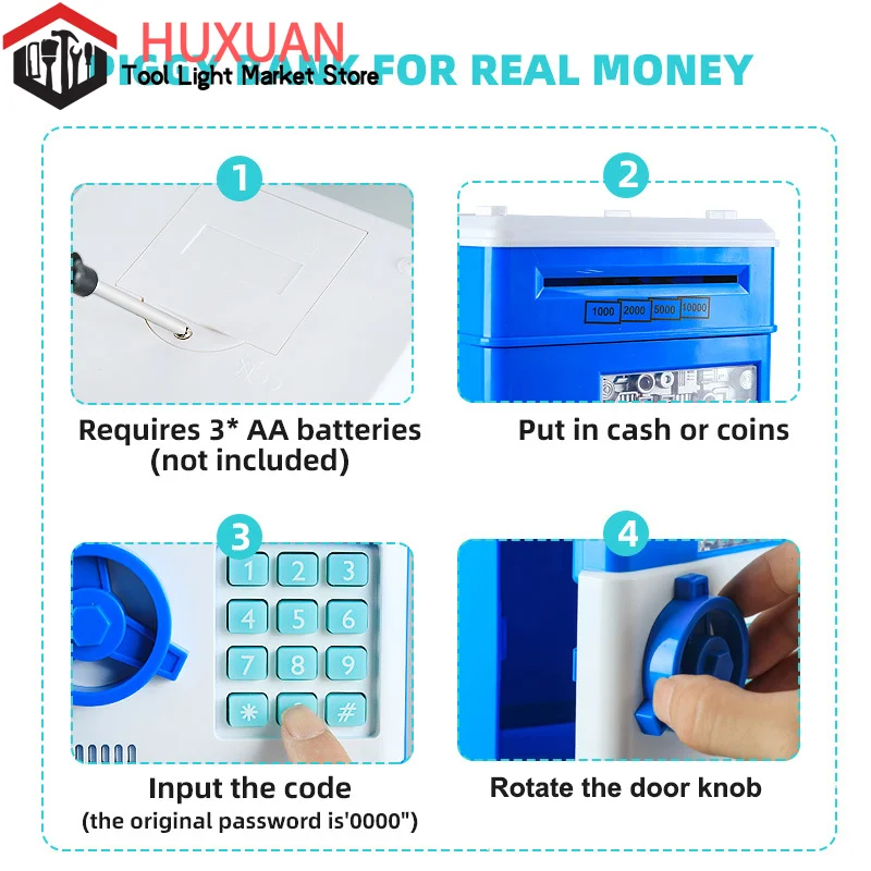 Bancomat elettronico, salvadanaio automatico, mini cassaforte per monete, contenitore per contanti, contatore con codice, serratura a chiave, regalo per bambini_voghion.com