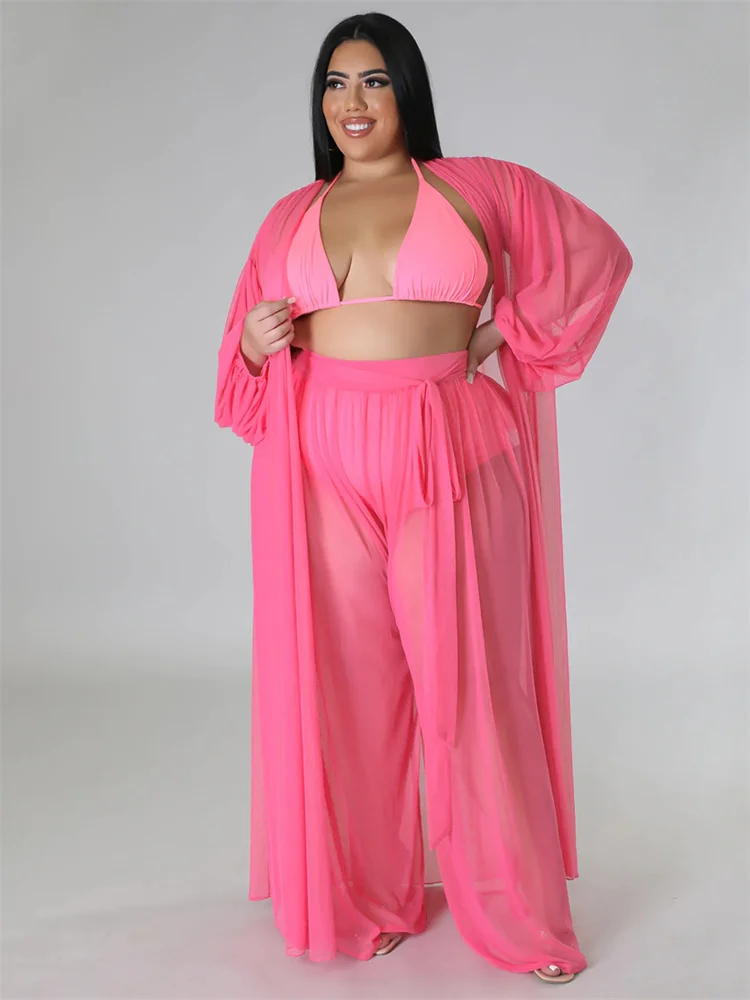 Wmstar Plus Size Two Piece Sets Women Clothing Mess Bra Top and Pants Wide Leg New In Matching Set Wholesale Dropshopping 2023