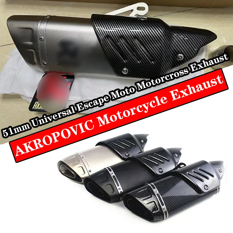 

51mm Universal Escape Moto Motorcross Exhaust Motorcycle Pipe Muffler Bicycle For HONDA CBR650F CBR300 Z250 Z400 Z900 Z800 R3 R6