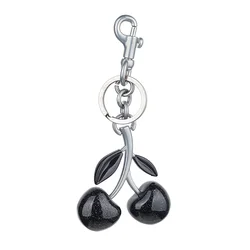 Exquisite Crystal Cherry Charm Handbag Pendant Keychain (Black Cherry)