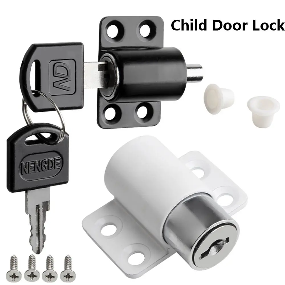 Limiter Door Window Security Lock Antitheft Child Safety Lock Screw Door Lock Key Shift Door Lock Flat Sliding Door Lock