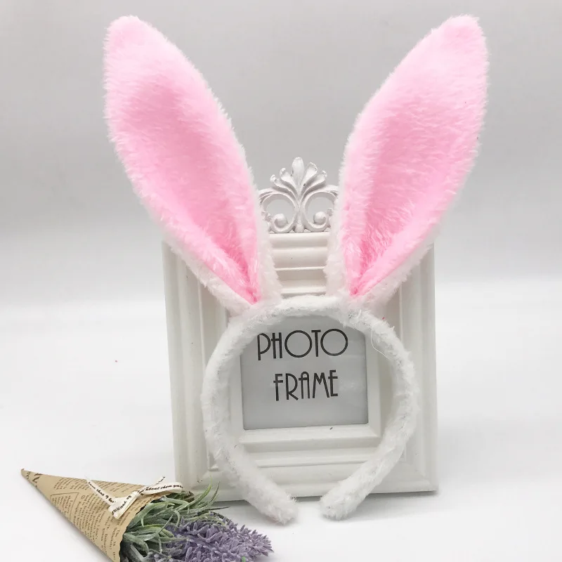 1PC Plush Rabbit Ear Hair Hoop Bunny Ears Headband Theme Party Stage Performance Headdress Christmas Easter Cosplay Costum
