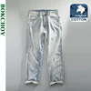 Summer Spring New Casual Vintage Jeans for Men Clothing Washed Soft Cotton Loose Straight Man Pants Baggy Trousers KK1026-2