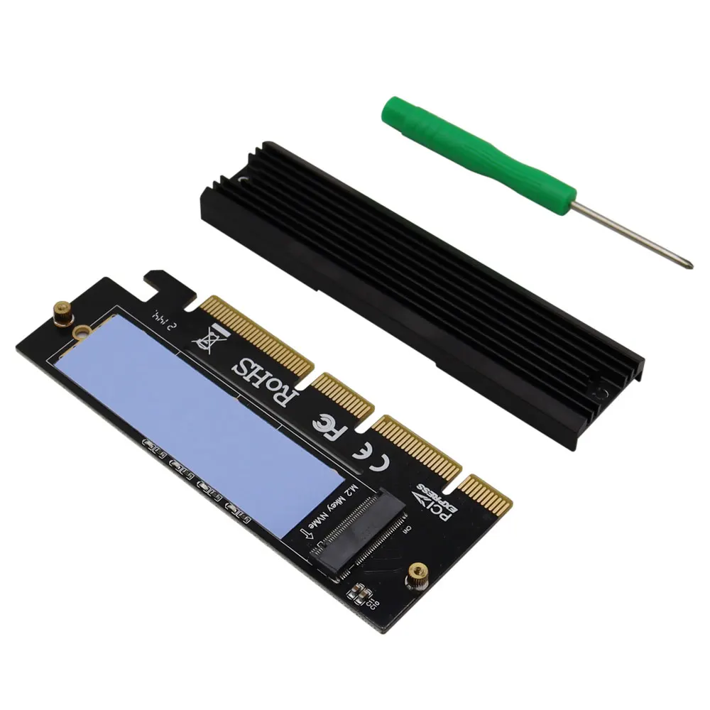 thumbnail image 1 of Adaptador NVMe M2 M.2 M Key 2230 2242 2260 2280 SSD a tarjeta conversora PCI-e 3.0 compatible con PCIE X4 X8 X16, 1 of 5