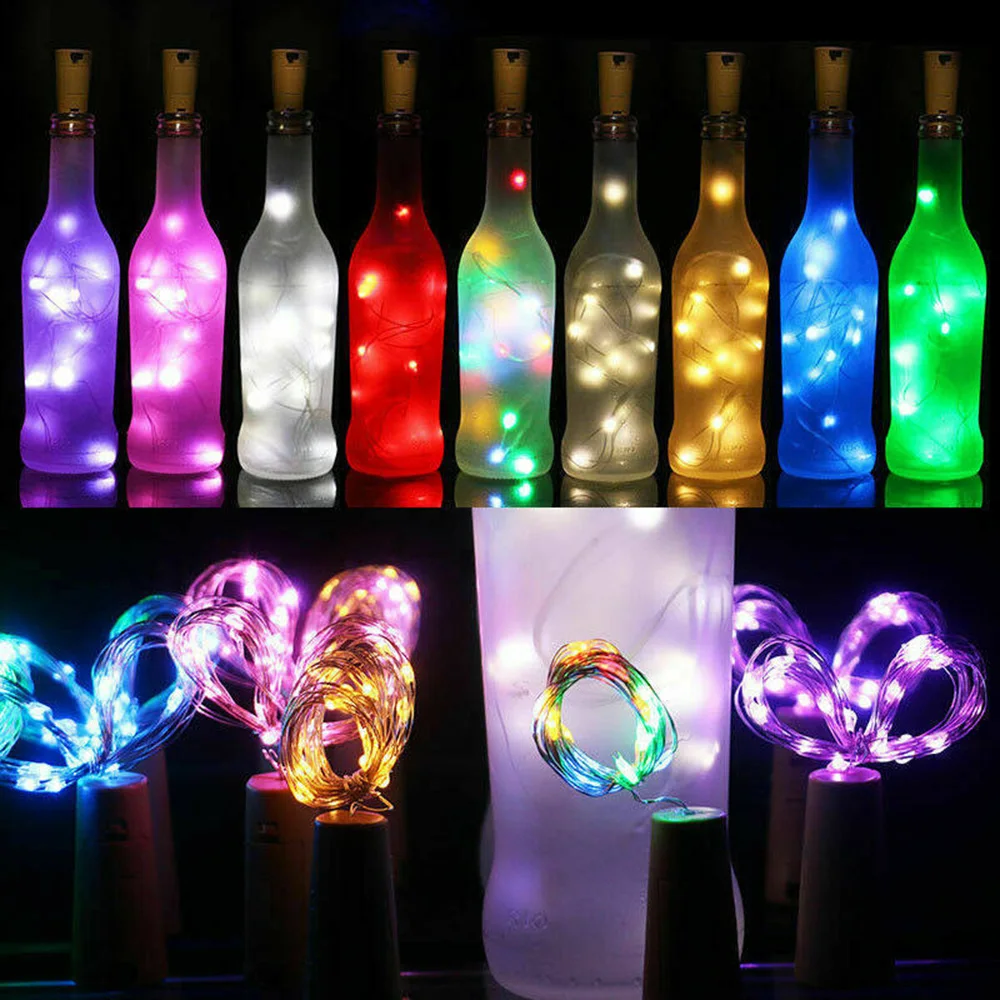 2M 20LEDs Solar Wine Bottle String Light DIY Copper Wire Fairy Lights Cork Shape Wedding Party Garden Christmas Decor Lamp