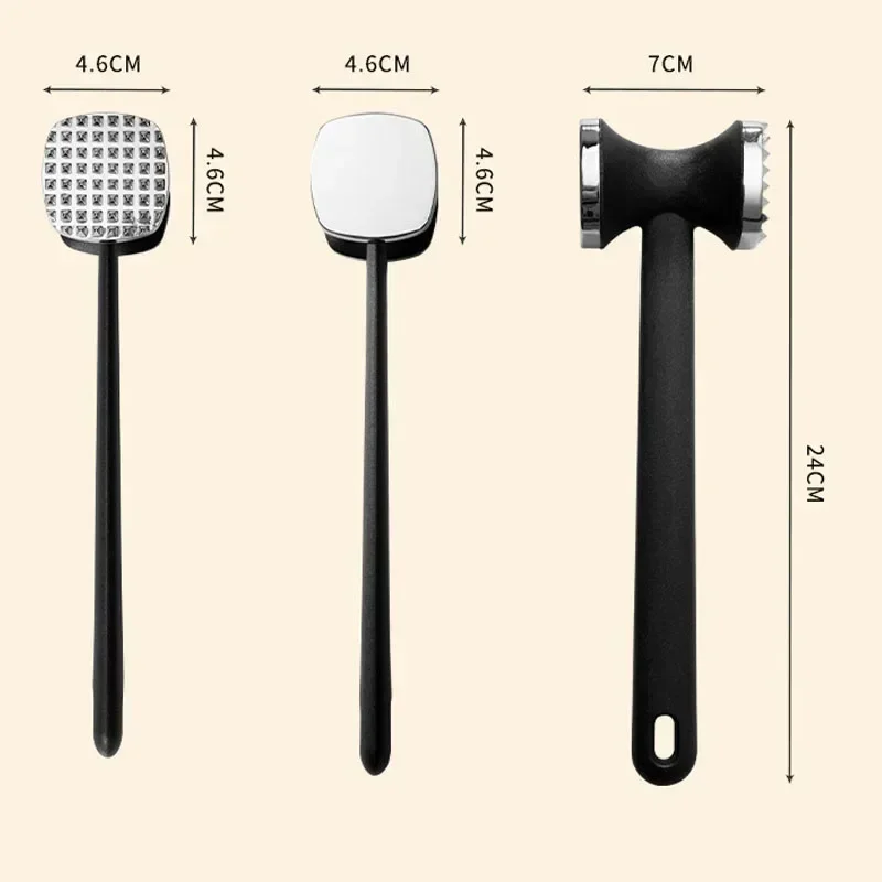 Meat Tenderizer Meat Hammer Steak Hammer Mallet Double-Sided Zinc Alloy Meat Tenderizer Hammer Pork Chop Steak Meat Mallet Rubber Portable Kitchen Tools