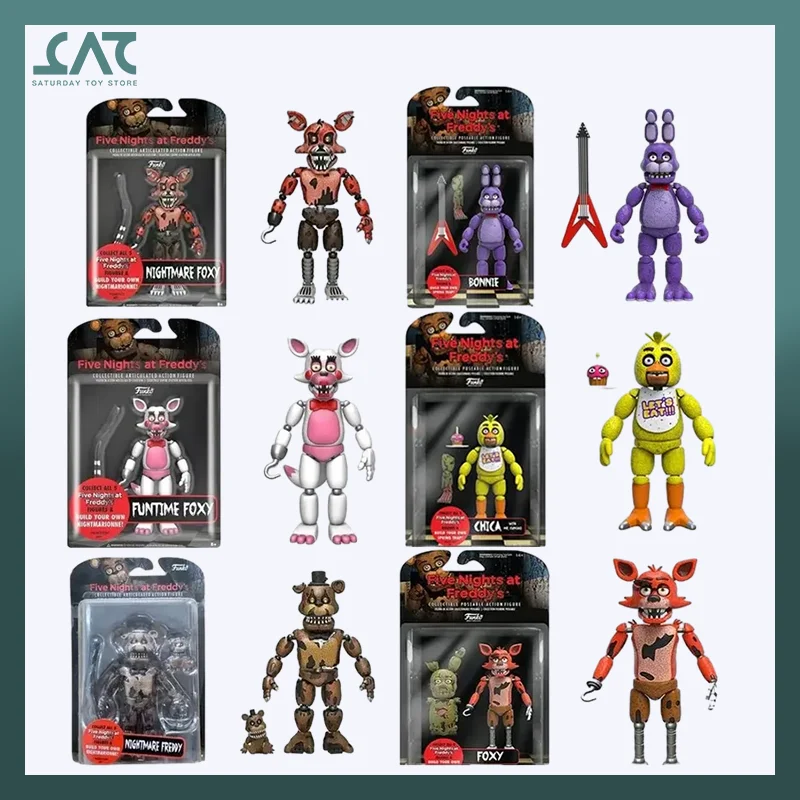 

Fnaf Figures Nightmare Freddy Bonnie Foxy Chica Action Figure 14cm Movable Blacklight Frostbe Bear Model Collection Toys Doll