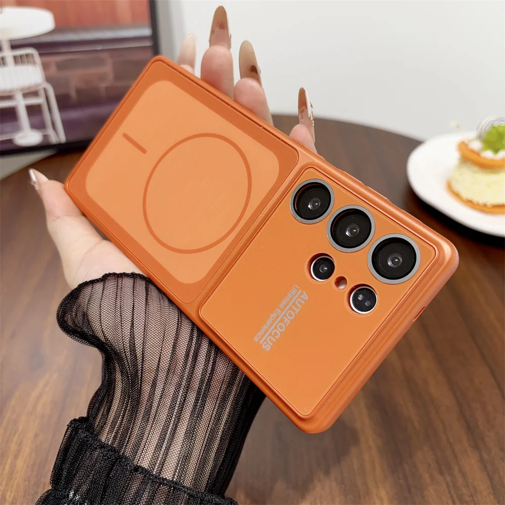 Luxury Frosted Plating Phone Case with Lens Protection and Wireless Charging Cover