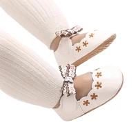 Baby Girls Princess Shoes, Soft PU Leather Embroidery Flower Non-slip Bottom First Walker Shoes Toddler Shoes 2
