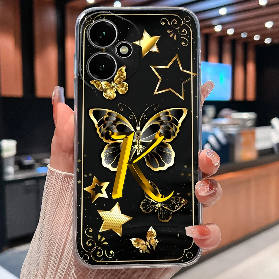 Luxury Letters Pattern Soft TPU Clear Silicone Anti-Drop Phone Case