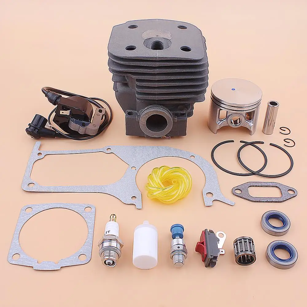 

58mm Cylinder Piston Ignition Coil Kit For Husqvarna 395 395XP Gasket Oil Seal Fuel Filter Line Decompression Valve Bearing