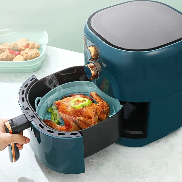 20/23cm Silicone Baking Tray Square Foldable Tray Heat-resistant Air Fryer Tray Food Grade Cake Silicone Mold Thickened Tray Pan 4